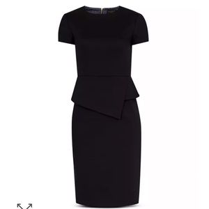 Ted Baker Navy Size 3 Cap-Sleeve Peplum Sheath Dress with Gold Zipper